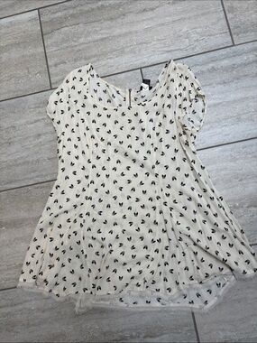 Torrid Cream Blouse with Black Floral Motif